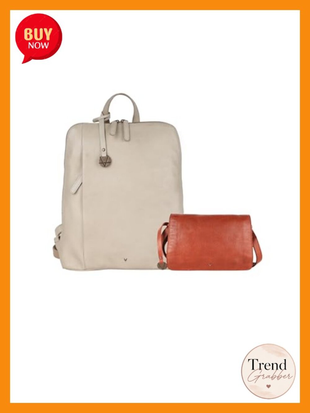 Genuine Leather Backpack & Crossbody Set | Adjustable Straps | Travel